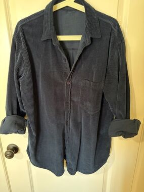 CP Shades Navy Blue Corduroy Button-Down Shirt